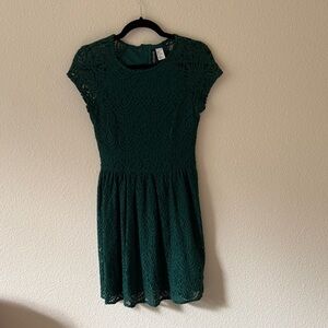 H&M Dark Green Lace Mini Dress